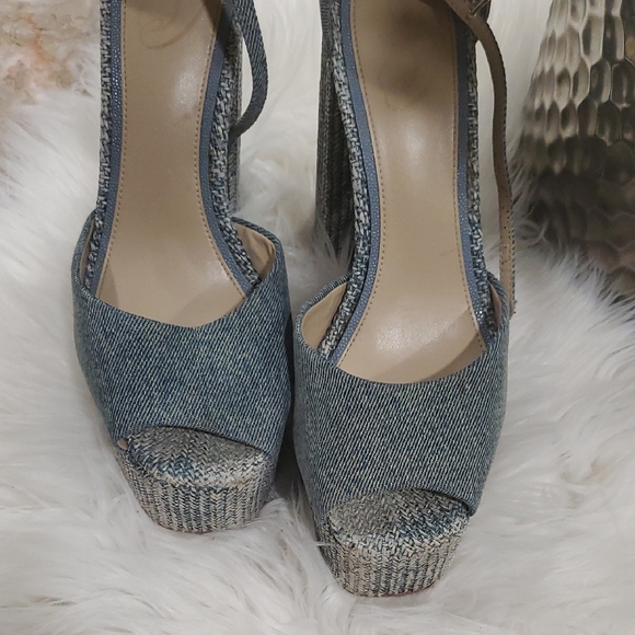 Sam Edelman Kori  Blue Denim  Platform Heel with Peep-Toe  Size 7.5 - Picture 7 of 16